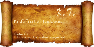 Kránitz Taddeus névjegykártya